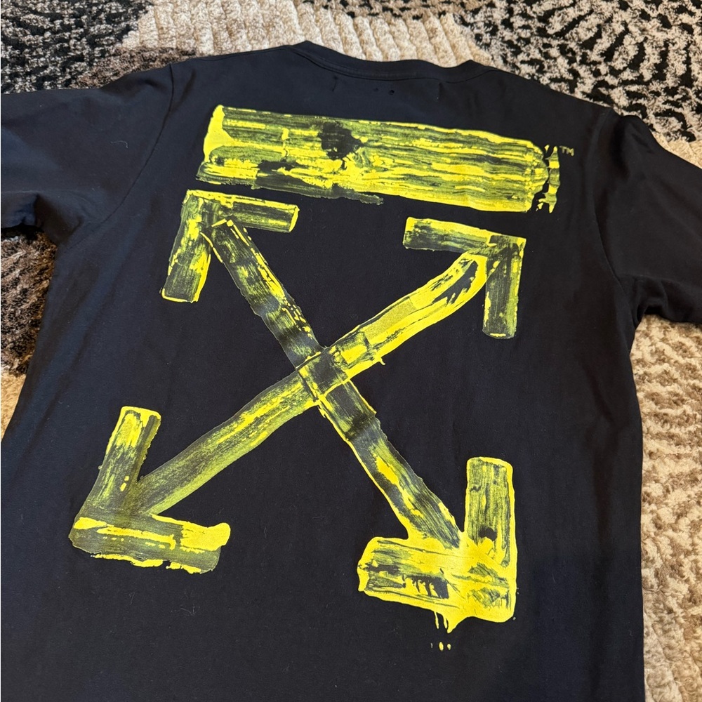 Off-White Black Tee with Yellow Logo